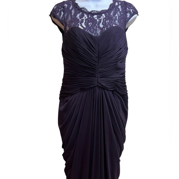Adrianna Papell purple ruched gown with lace Size 6 - Picture 4 of 6